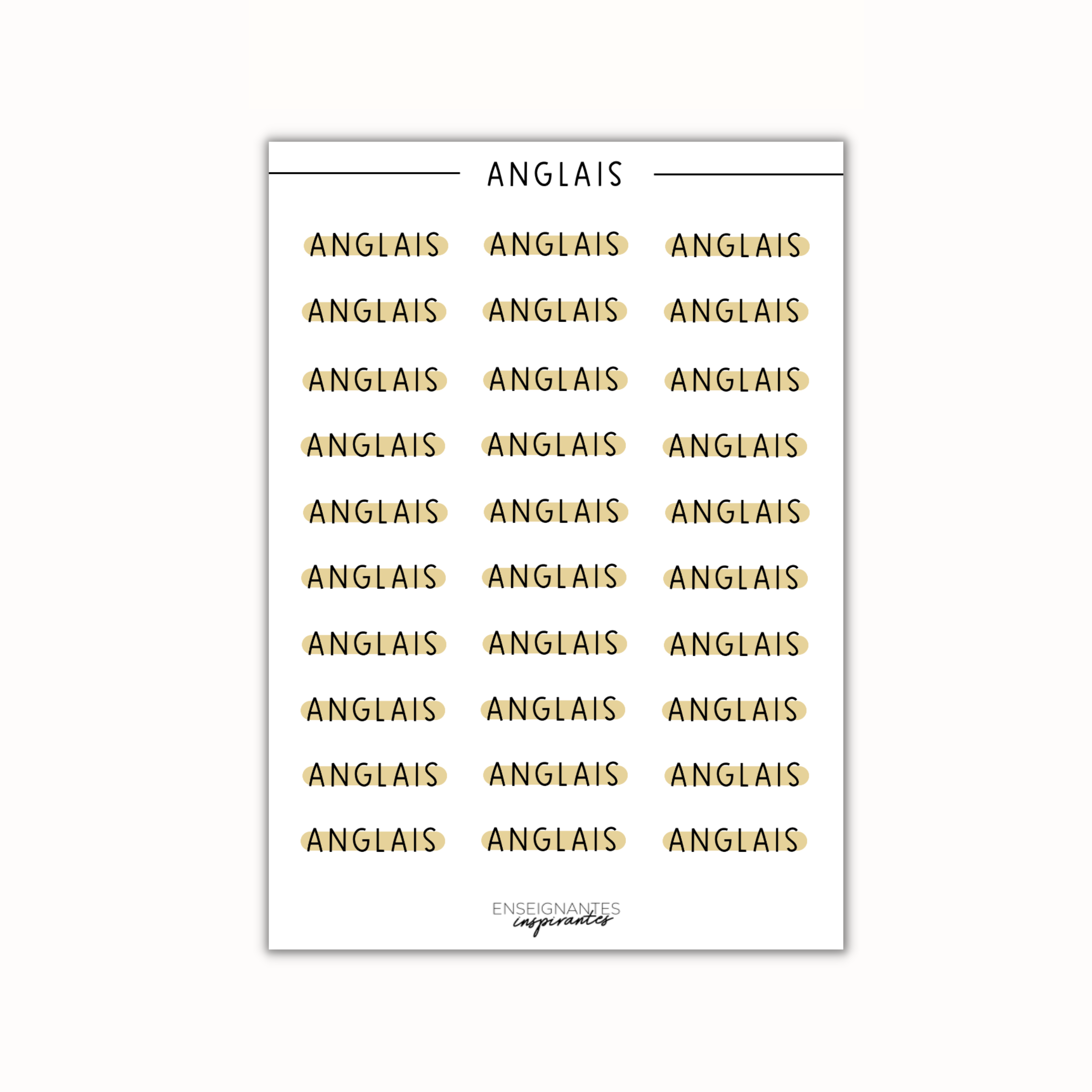 Image of Feuille autocollants (spécialistes), 5x7 po.